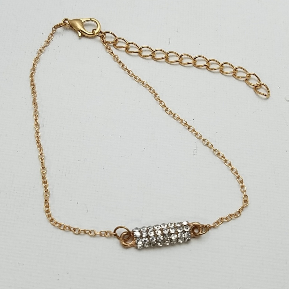 Gold Tone Ankle or Wrist Bracelet 8" + 2" extender